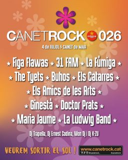 JA TENIM EL CARTELL DE CANETROCK 026! 🌸
El 4 de juliol veurem sortir el sol! ☀️
Últimes entrades a la venda! 🎫